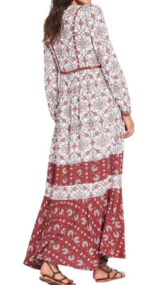 TIGERLILY Hamilton Red Boho Long Sleeve Maxi Dress RRP$270 - Picture 6 of 16